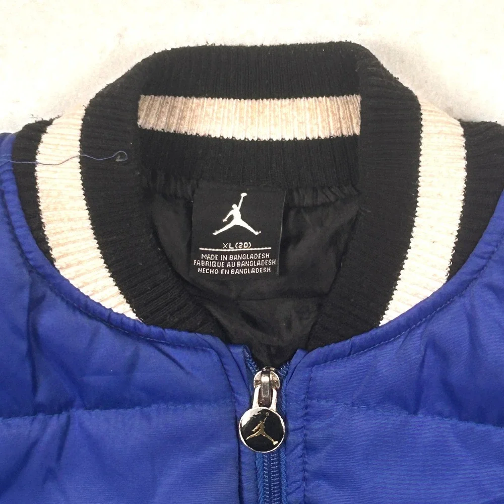 Jordan Boys Puffer Varsity Bomber Jacket XL (20) Blue Black Jumpman Streetwear‎
